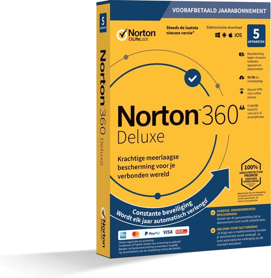Norton 360 Deluxe 5-Devices + 50 GB Cloudstorage 1 year (Non-Subscription)