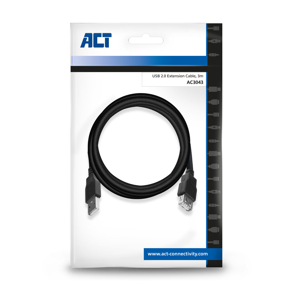 ACT USB 2.0 verlengkabel 3 meter