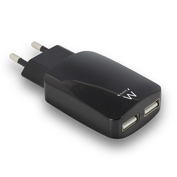 [EW1312] Ewent USB lader, 2 poort, 3.2A, Smart IC, zwart