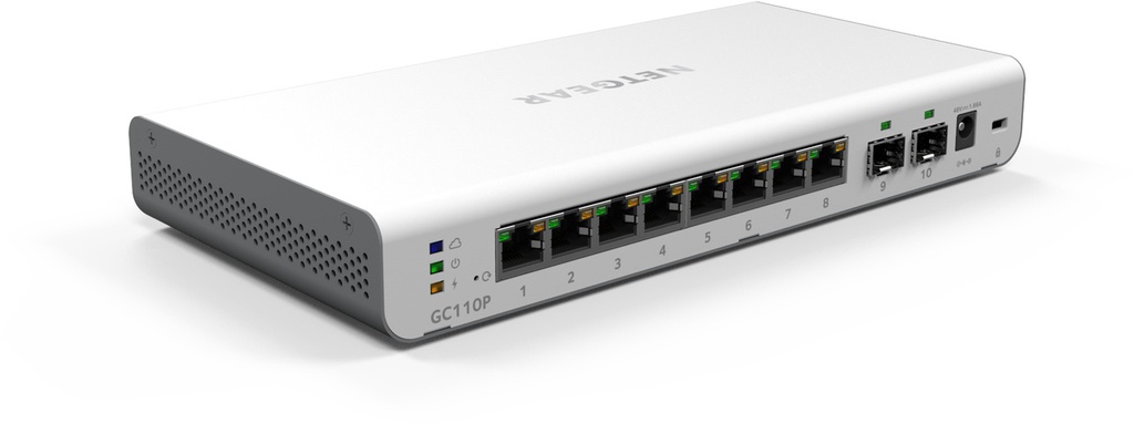 Netgear Insight Managed 8-poorts Gigabit Ethernet PoE Smart Cloud Desktop Switch met 2 SFP-glasvezelpoorten (62 W)