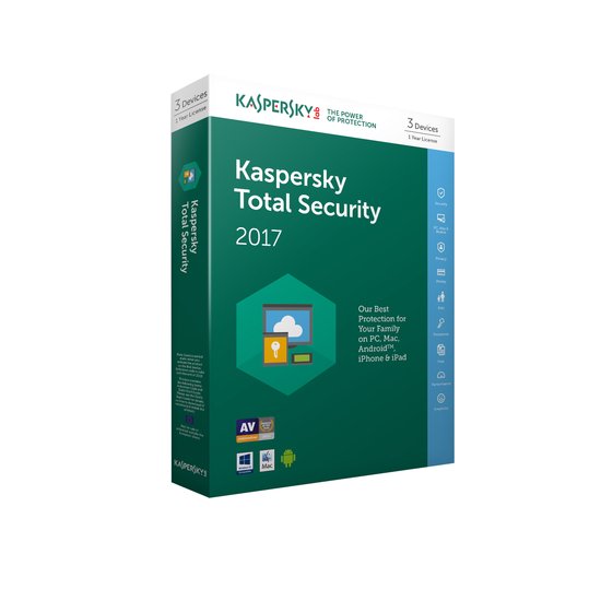 Kaspersky Total Security 2017 3 devices 1 jaar