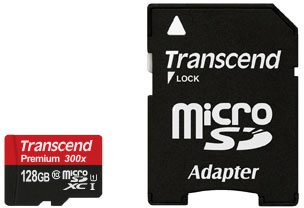 Transcend microSDHC 128GB Class 10/UHS-I met adapter