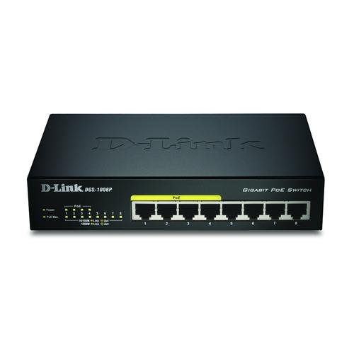 D-Link DGS-1008P/E netwerk-switch L2 Zwart Power over Ethernet (PoE)