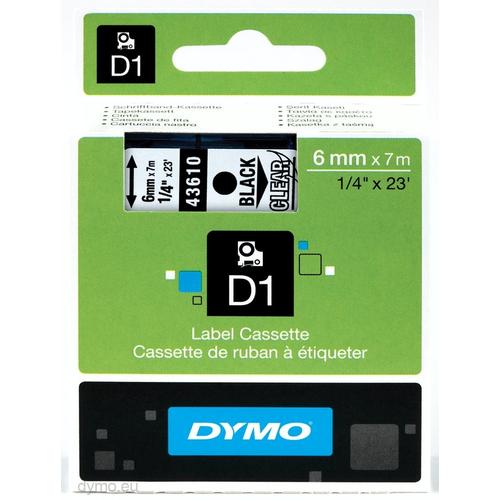 DYMO S0720770  43610  Zwart op zilver labelprinter-tape 6mm