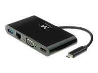 EWENT USB-C - Docking HDMI 4K at 30Hz VGA USB-A Gigabit Ethernet 0.15 Meter