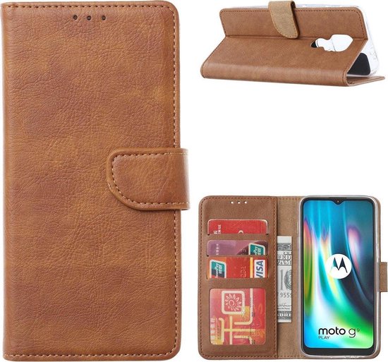 Motorola Moto G9 Play & E7 Plus - Bookcase Bruin - portemonee hoesje