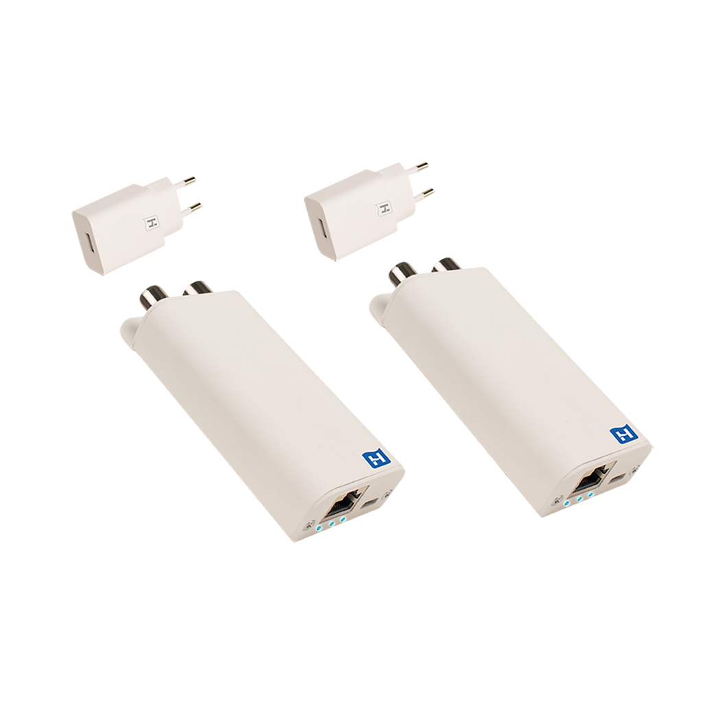 Hirschmann INCA GigaBit internet over coax adapter set inclusief USB-voedingen