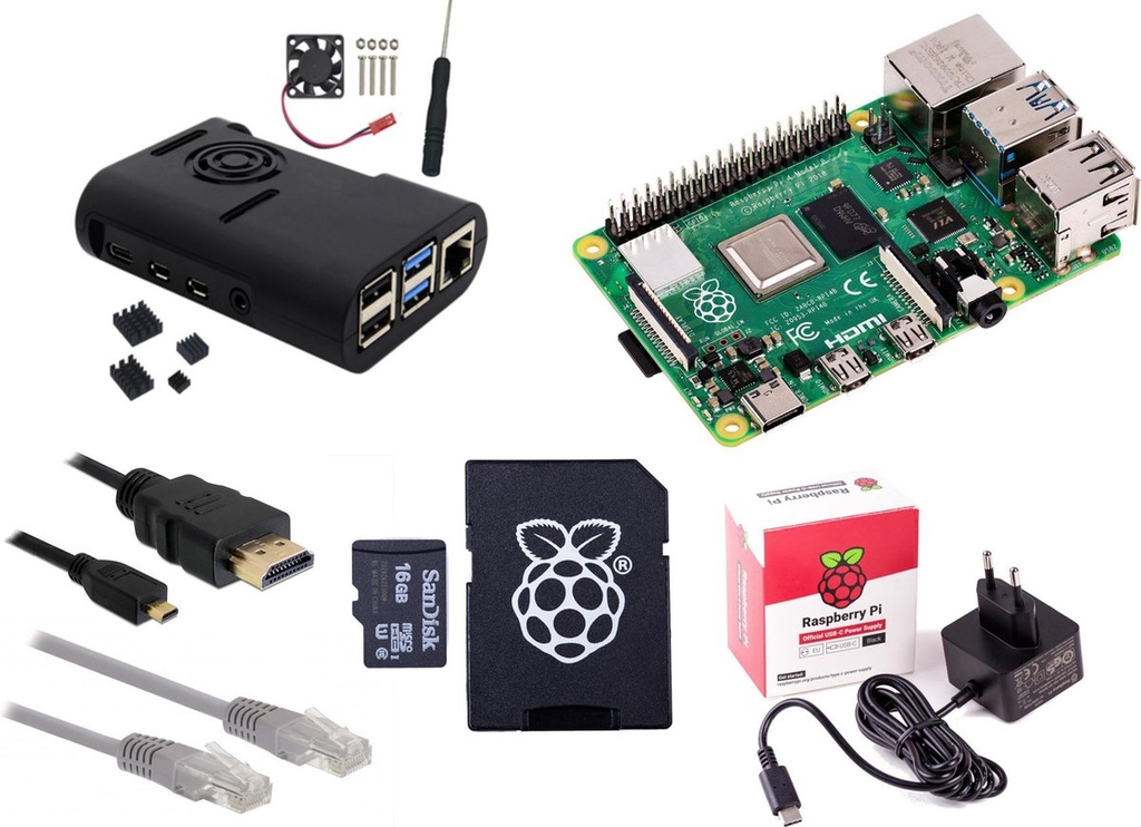 Raspberry Pi 4 - 4Gb - Fan kit - 2019 - standaard inclusief heatsinks, ventilator en 3A voeding