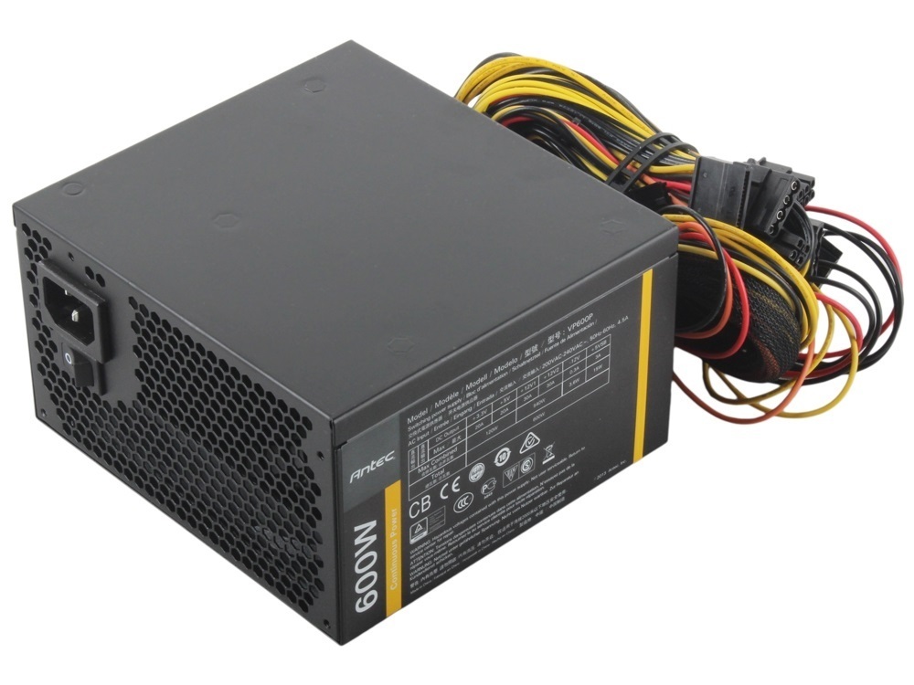 Antec VP600P ATX12V &amp; EPS12V Power Supply - 88% Efficiency - 600 W - 220 V AC Input Voltage - 3.3 V 