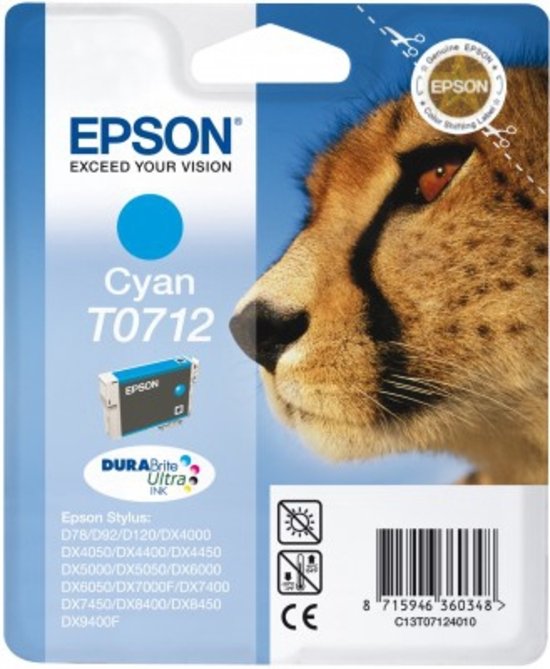Epson DURABrite Ultra T0712 Ink Cartridge - Cyan - Inkjet - 1 Pack