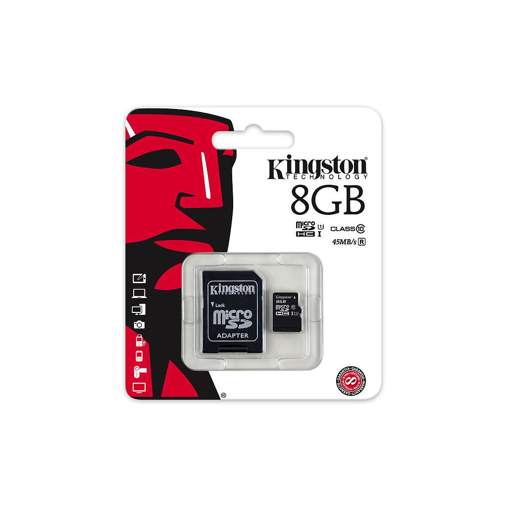 Kingston microSDHC 8GB Class 10 + SD-Adapter