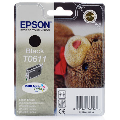 Epson T0611 - Zwart - origineel - blister - inktcartridge