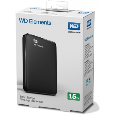 WD Elements 1.5TB HDD USB3.0 Portable 2.5inch RTL extern RoHS compliant Low cost black
