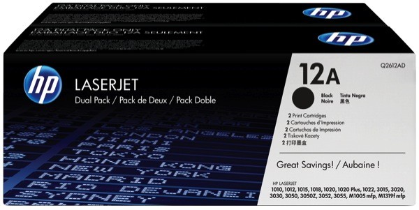 HP 12AD Laserjet originele toner cartridge zwart standard capacity 2 x 2.000 paginas 2-pack