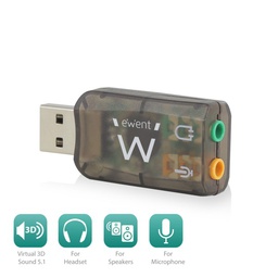 [EW3751] Ewent USB Geluidskaart 5.1 Virtual 3D