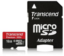 [TS16GUSDU1] Transcend microSDHC 16GB Class 10/UHS-I met adapter