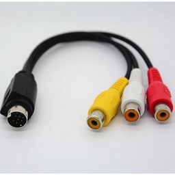 [OKS-97611] Mini DIN 9-pins / Mini Scart - Tulp Composiet 3RCA kabel - 0,20 meter