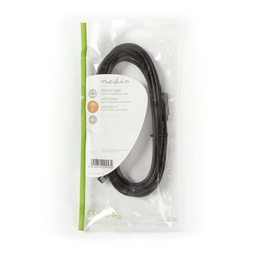 [CCGP60600BK30] Nedis Kabel USB 2.0 Type-C male - A 3m Zwart - Kabel - Digitaal/Data